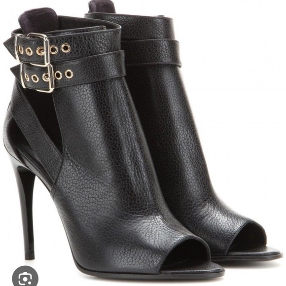 Burberry Acoustic Overfield 100 Suede Peep Toe Ankle Boots - Picture 3 of 6